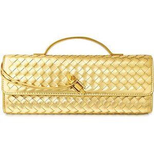 Woven Purse for Women Golden Woven Leather